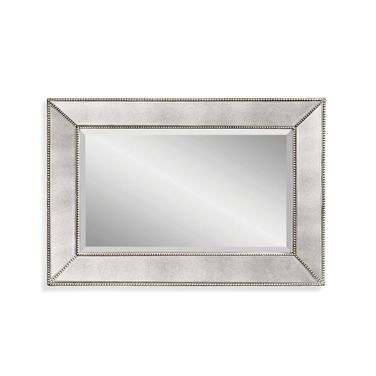 Beaded 24 Inch Wall Mirror In Silver