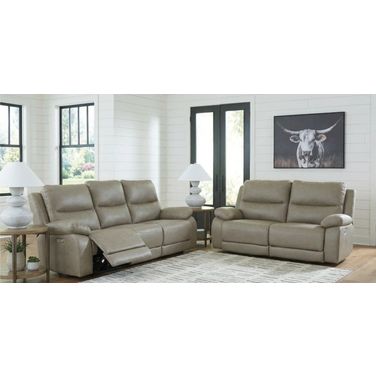 Bearmonte Power Reclining Living Room Set In Pebble