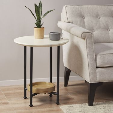 Beaumont End Table In White and Natural