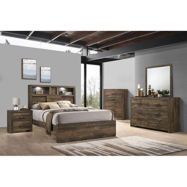 Beckett Walnut Bookcase Panel Bedroom Set