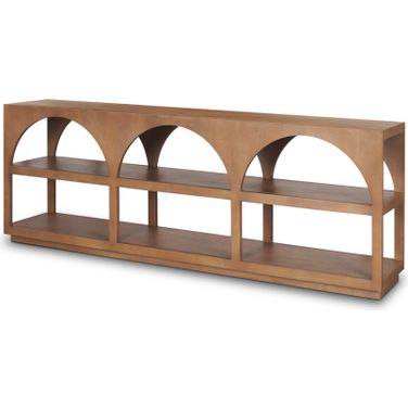 Bela Wood Arched Large Console Table In Medium Brown