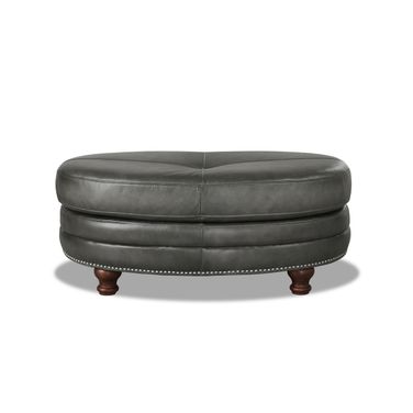 Belfast Leather Ottoman In Ash