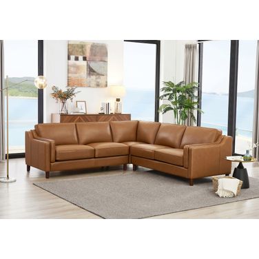 Bella Leather 3 Piece Sectional In Cognac