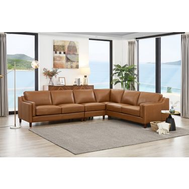 Bella Leather 4 Piece Sectional In Cognac