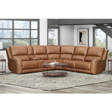 Belmont 6 Piece Zero Gravity Power Reclining Sectional with Power Adjustable Headrests In Lyric Caramel