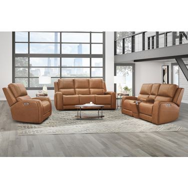 Belmont Zero Gravity Power Reclining Living Room Set In Lyric Caramel