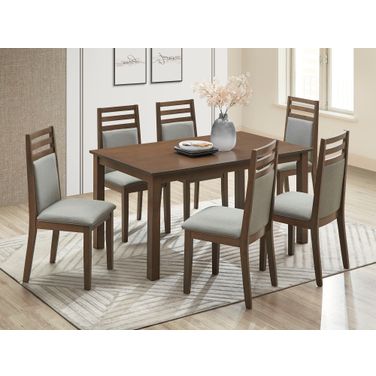 Belot 7-Piece Dining Set In Walnut and Olive Green
