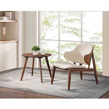 Belp Accent Chair In Walnut and Beige