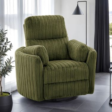 Belper Power Glider Recliner with Swivel In Olive Green