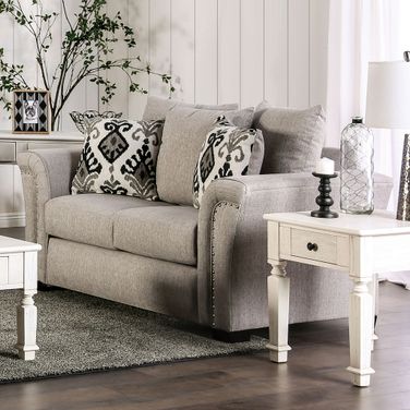 Belsize Loveseat In Light Taupe and Black