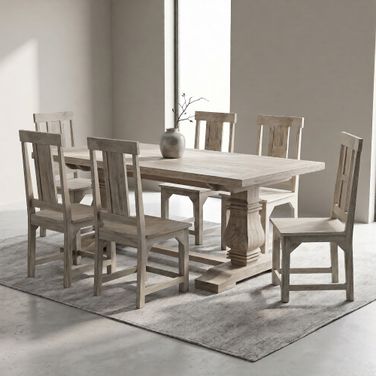 Benedict Rectangle Dining Room Set In White Wash