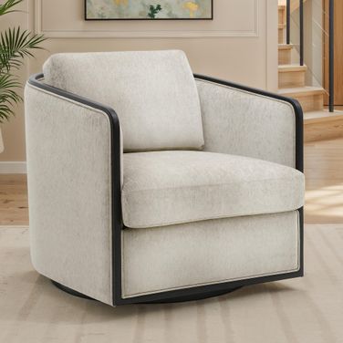 Benilde Swivel Chair In Taupe