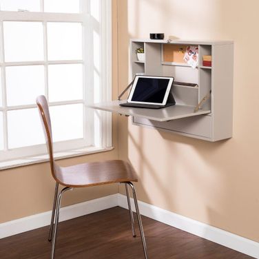 Benwick Wall Mount Universal Style Laptop Desk In Gray
