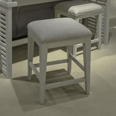 Berkley Upholstered Console Stool In Linen and Khaki