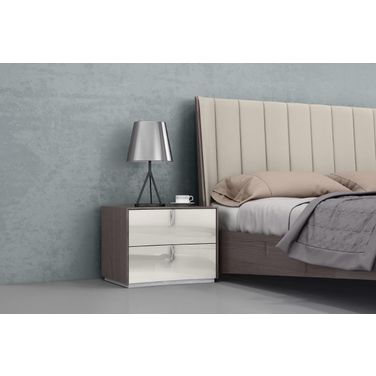 Berlin Night Stand In High Gloss Chestnut Grey