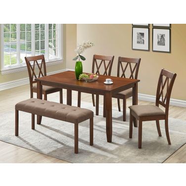 Bernard 6-Piece Dining Set In Rose Walnut and Coffee