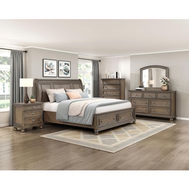 Bethel Platform Bedroom Set with Footboard Storage In Brown