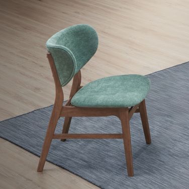 Bevis Side Chair Set of 2 In Walnut/Green