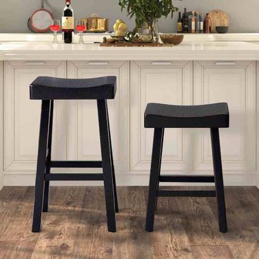 Biasca 24 Inch Stool In Set of 2 In Black