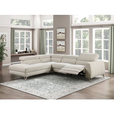 Bienvenue 2-Piece Power Reclining Sectional with Left Chaise In Beige
