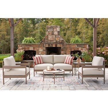 Big Creek Cove Outdoor Love/Chairs/Tables Set Set of 5 In Beige