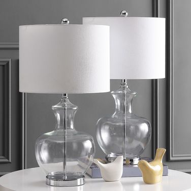 Bilsor Clear and Chrome Table Lamp Set of 2