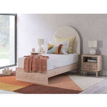 Birkmore Youth Upholstered Panel Bedroom Set In Tan and White