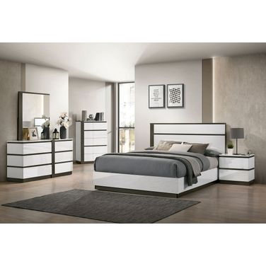 Birsfelden California King Bed In White and Gray