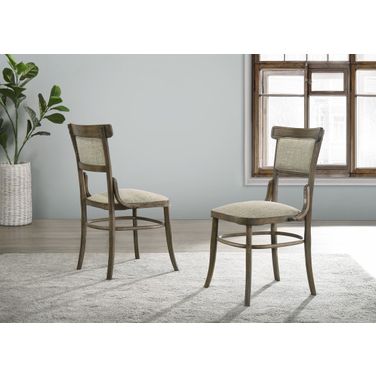 Bistro 19 Inch Fabric Dining Chair with Cushion Set of 2 In Vintage Walnut