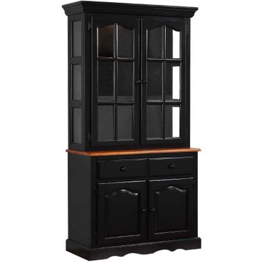 Black Cherry Selections Antique Black and Cherry Keepsake Buffet and Lighted Hutch