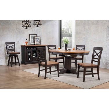 Black Oak Round Dining Room Set