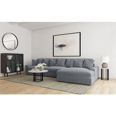 Blaine Upholstered Reversible Chaise Sectional Sofa In Fog
