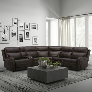 Blair 6 Piece Sectional In Cognac Leather