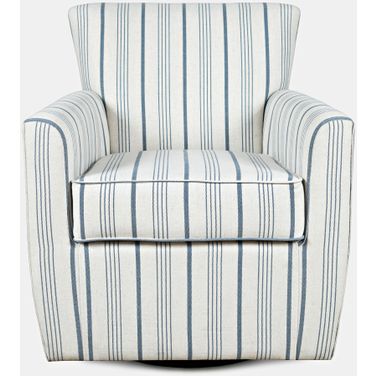 Blakely Harper Swivel Accent Chair In Blue Stripe