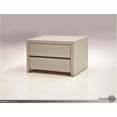 Blanche High Gloss Stone Night Table - 2 Drawers