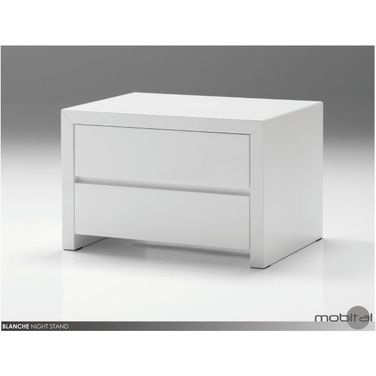 Blanche High Gloss White Night Table - 2 Drawers