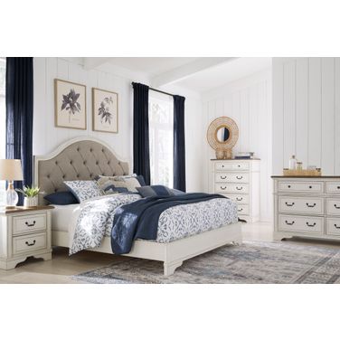 Blendon Upholstered Panel Bedroom Set In Rustic Brown