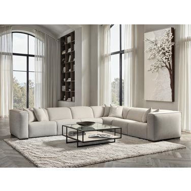 Bliss 6-Piece Fabric Power Motion Sectional In White and Cream