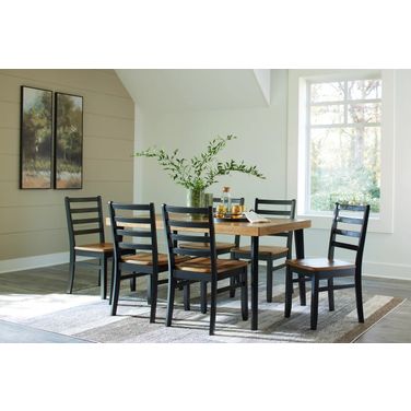 Blondon 7 Piece Dining Room Set In Brown and Black