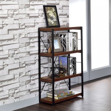 Bob Weathered Oak and Black Bookshelf