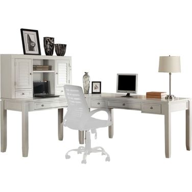 Boca L Shape Desk with Hutch In Cottage White