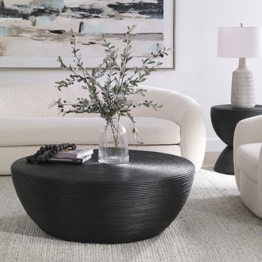 Bongo Rattan Occasional Table Set In Black