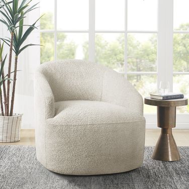 Bonn Upholstered 360 Degree Swivel Chair In Cream
