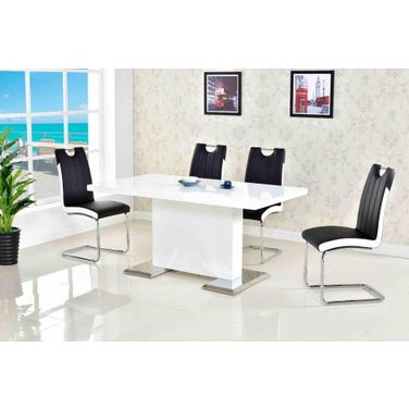 Bono 5 Piece Modern Solid Wood Dining Set In Black