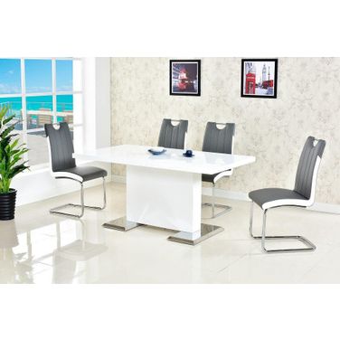 Bono 5 Piece Modern Solid Wood Dining Set In Gray
