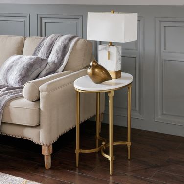 Bordeaux End Table In White/Gold