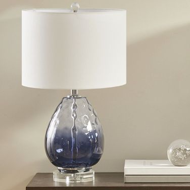 Borel Glass Table Lamp In Dark Blue