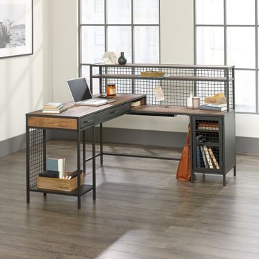 Boulevard Cafe L-Shaped Desk In Vintage Oak