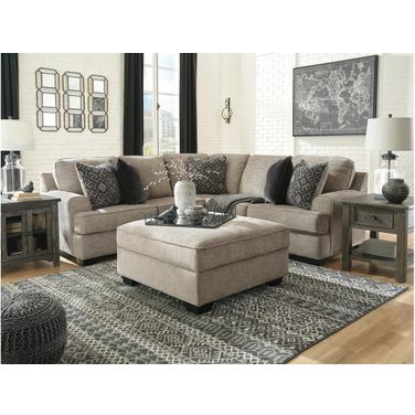 Bovarian 2-Piece Sectional with Ottoman In Stone