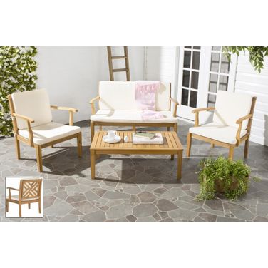 Bradbury Teak Brown and Beige 4-Piece Outdoor Living Set